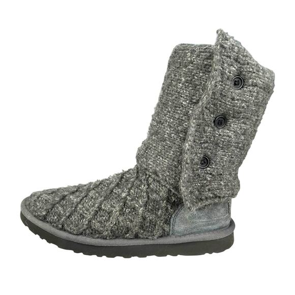 UGG Women’s Cardy Lattice Knit Tall Grey Pull On Boot Size 8 - Picture 3 of 12